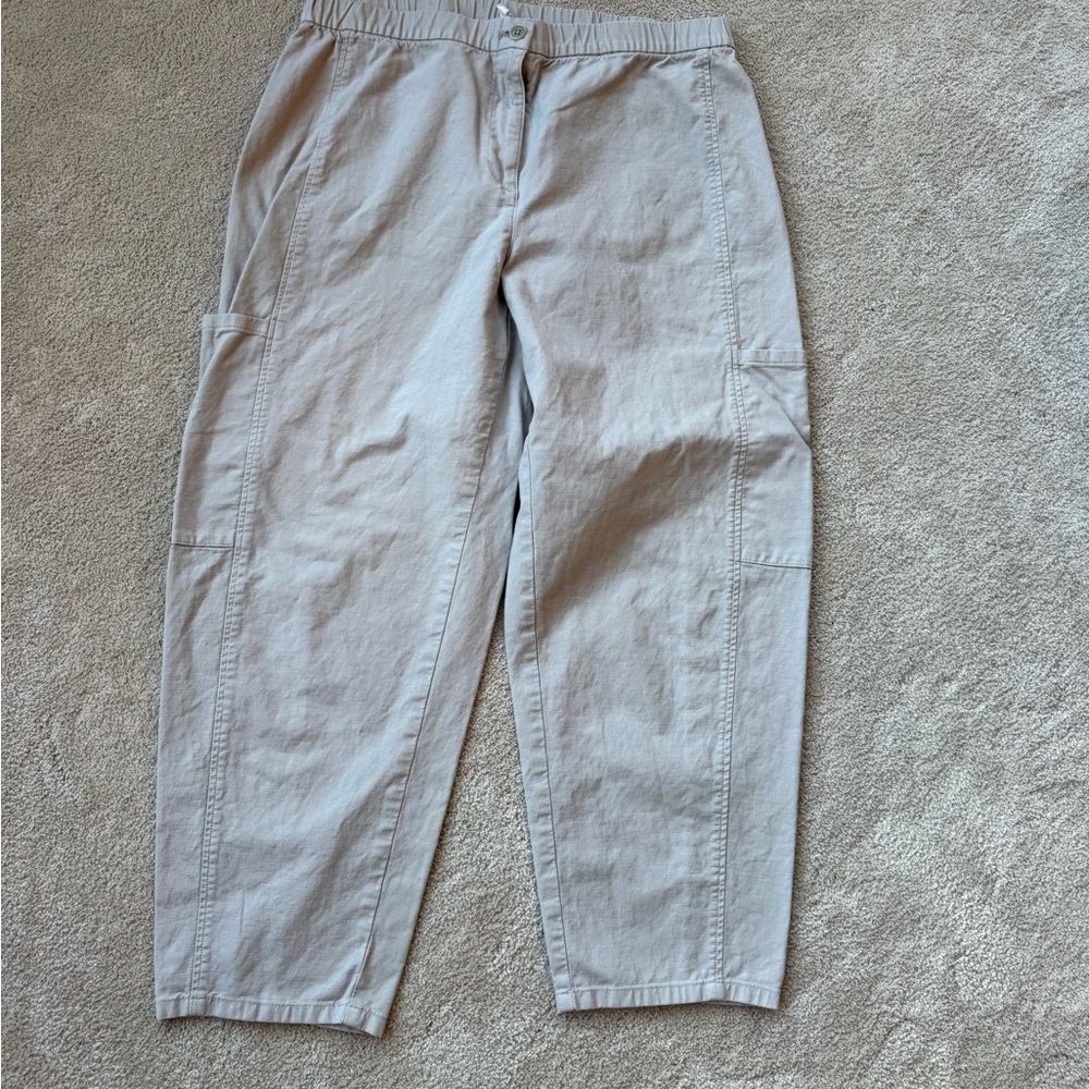 Eileen Fisher Cotton Hemp Stretched Latern Pants Light White/Cream